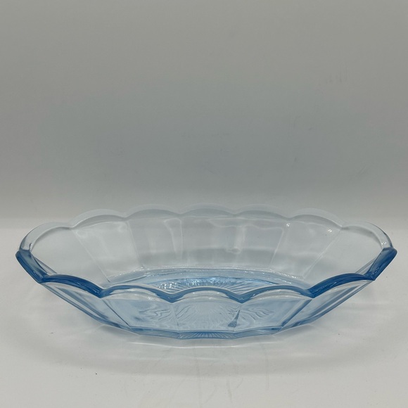 Vintage Indiana Glass Garland Light Blue Oval Centerpiece Bowl 10” - Picture 3 of 5